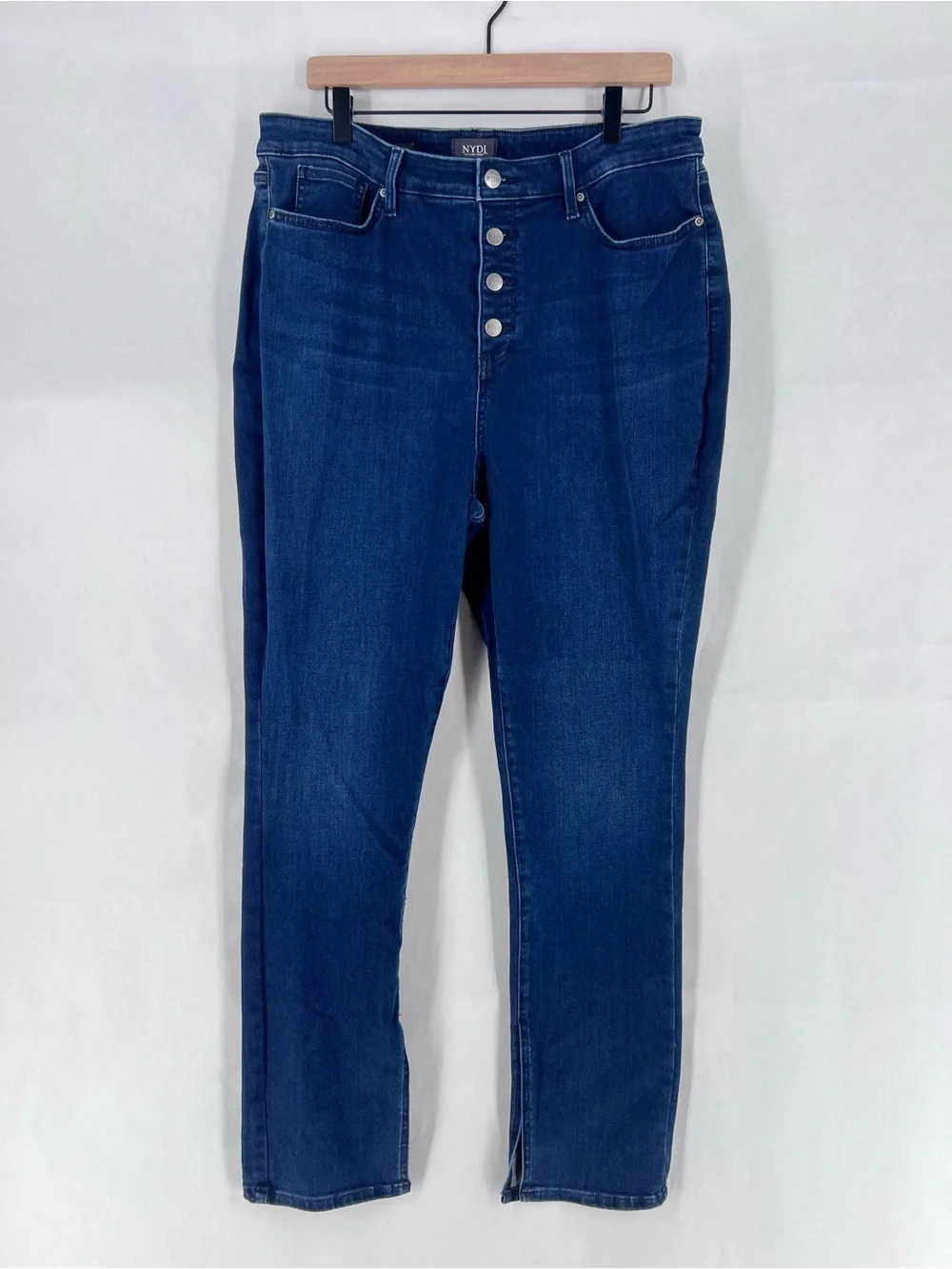 NYDJ Clean Grant Alina High Waist Button‎ Fly Split Hem Legging Skinny Jeans 16